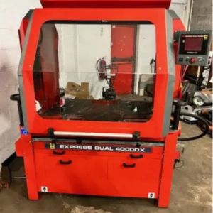 a red cylinder grinder workshop