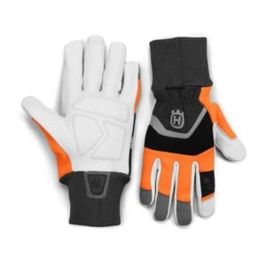 a pair of Husqvarna Functional 16 Gloves with saw protection, against a white background