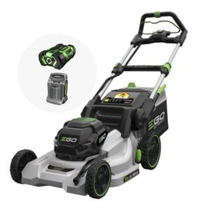 the EGO LM1903E-SP Cordless Lawnmower kit, including battery and charger, against a white background