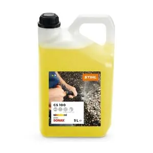 a 5-litre bottle of STIHL CS 100 Stone and Facade Cleaner against a white background