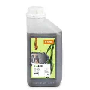 a 1-litre bottle of STIHL BioPlus Chain Oil against a white background