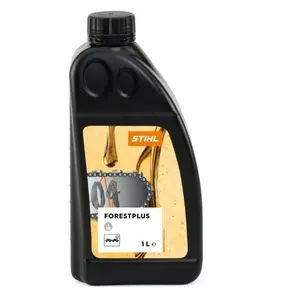 a 1-litre bottle of STIHL ForestPlus Chain Oil against a white background