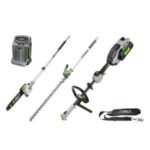 the EGO MHCC1022E Cordless Multi Tool with attachments, battery and harness, all against a white background