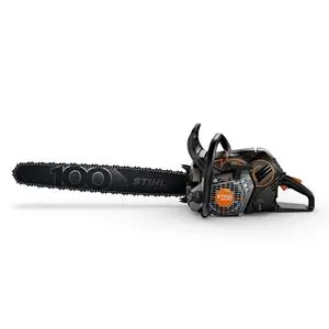 the black Centennial Edition of the STIHL MS 500i Petrol Chainsaw against a white background