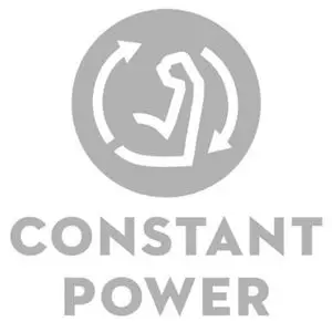 an infographic showing a muscular arm intertwined with circular arrows, above the words 'constant power'