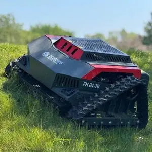 the Bluebird E-FM 24-60 Battery Remote Control Mower cutting grass on a steep bank
