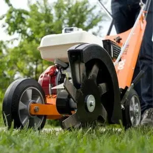 the Eliet KS 300 PRO Petrol Edge Cutter trimming the edge of a lawn